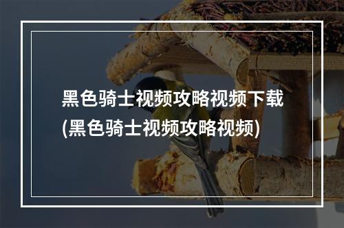 黑色骑士视频攻略视频下载(黑色骑士视频攻略视频)