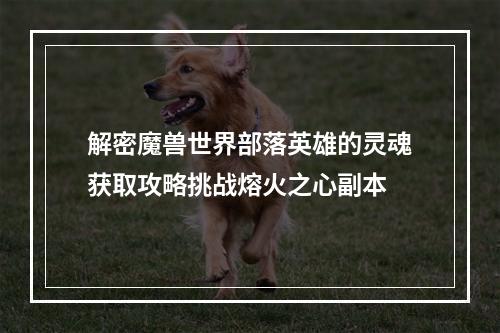 解密魔兽世界部落英雄的灵魂获取攻略挑战熔火之心副本