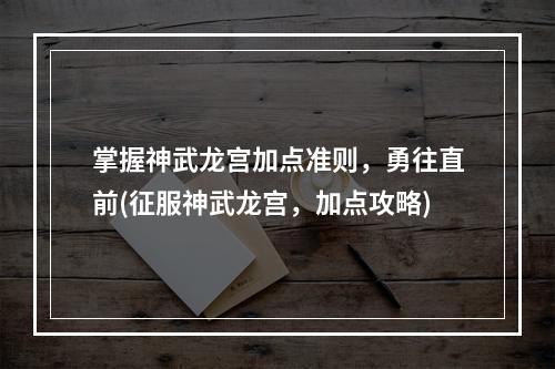 掌握神武龙宫加点准则，勇往直前(征服神武龙宫，加点攻略)