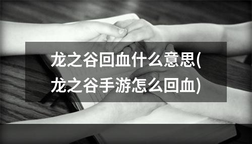 龙之谷回血什么意思(龙之谷手游怎么回血)