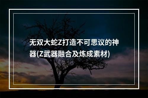 无双大蛇Z打造不可思议的神器(Z武器融合及炼成素材)