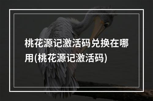 桃花源记激活码兑换在哪用(桃花源记激活码)