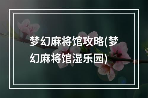 梦幻麻将馆攻略(梦幻麻将馆湿乐园)