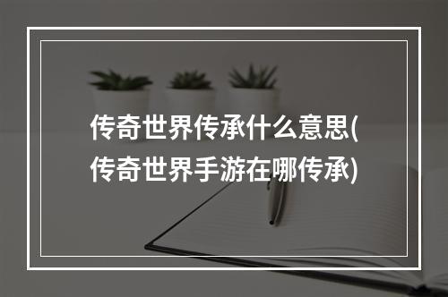 传奇世界传承什么意思(传奇世界手游在哪传承)