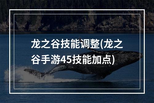 龙之谷技能调整(龙之谷手游45技能加点)