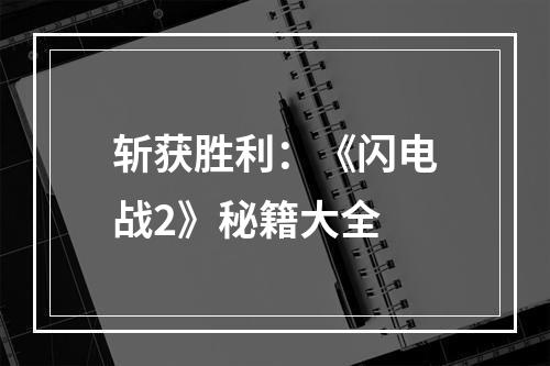 斩获胜利：《闪电战2》秘籍大全