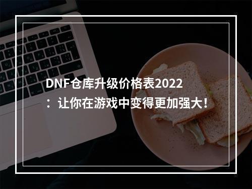 DNF仓库升级价格表2022：让你在游戏中变得更加强大！