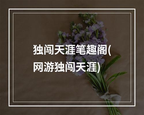 独闯天涯笔趣阁(网游独闯天涯)