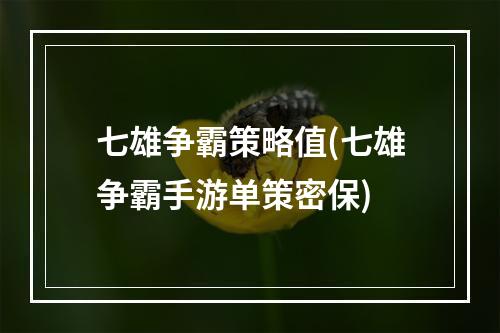 七雄争霸策略值(七雄争霸手游单策密保)