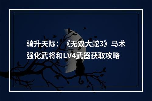 骑升天际：《无双大蛇3》马术强化武将和LV4武器获取攻略