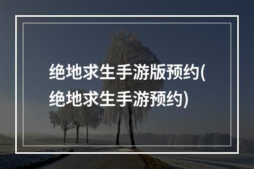 绝地求生手游版预约(绝地求生手游预约)