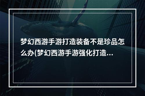 梦幻西游手游打造装备不是珍品怎么办(梦幻西游手游强化打造不出珍品)