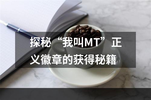 探秘“我叫MT”正义徽章的获得秘籍