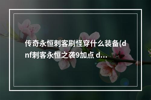 传奇永恒刺客刷怪穿什么装备(dnf刺客永恒之袭9加点 dnf刺客永恒之袭9刷图加点)