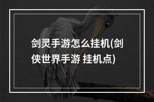 剑灵手游怎么挂机(剑侠世界手游 挂机点)