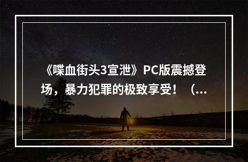 《喋血街头3宣泄》PC版震撼登场，暴力犯罪的极致享受！（生动形象）(掀起惊涛骇浪！《喋血街头3宣泄》PC版让你领略暴力与刺激的极限乐趣！（夸张形容）)