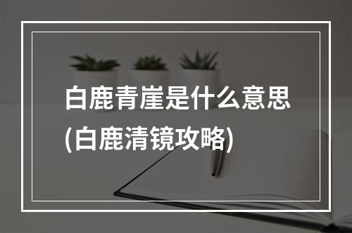 白鹿青崖是什么意思(白鹿清镜攻略)