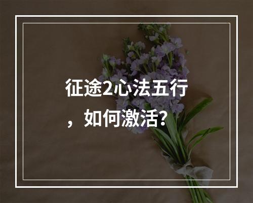 征途2心法五行，如何激活？