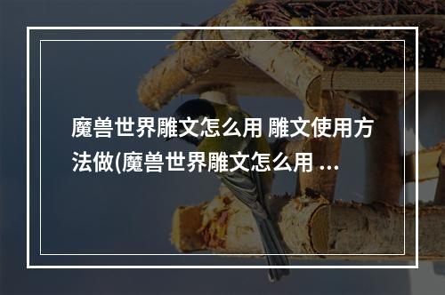 魔兽世界雕文怎么用 雕文使用方法做(魔兽世界雕文怎么用 雕文使用方法 )