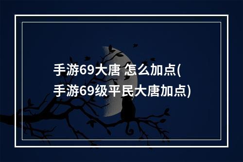 手游69大唐 怎么加点(手游69级平民大唐加点)