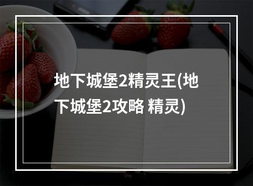 地下城堡2精灵王(地下城堡2攻略 精灵)