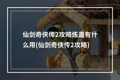 仙剑奇侠传2攻略炼蛊有什么用(仙剑奇侠传2攻略)