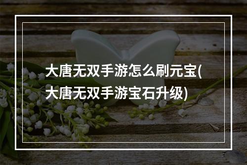 大唐无双手游怎么刷元宝(大唐无双手游宝石升级)