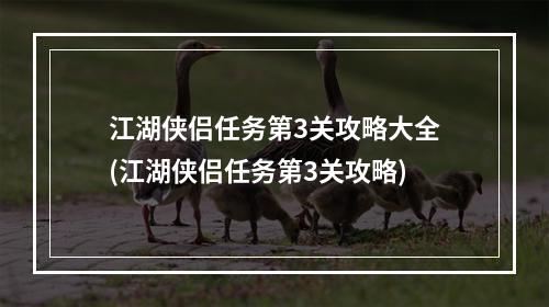 江湖侠侣任务第3关攻略大全(江湖侠侣任务第3关攻略)