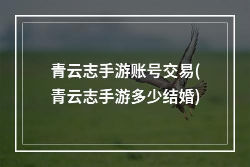 青云志手游账号交易(青云志手游多少结婚)