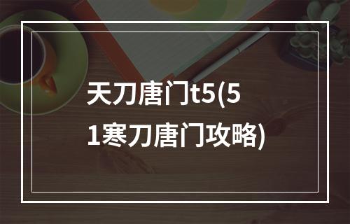 天刀唐门t5(51寒刀唐门攻略)