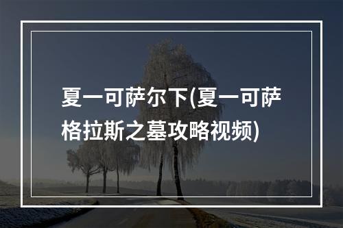 夏一可萨尔下(夏一可萨格拉斯之墓攻略视频)