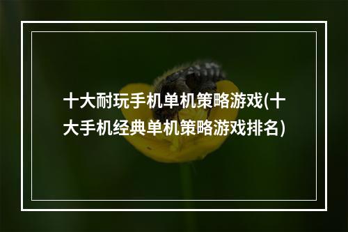 十大耐玩手机单机策略游戏(十大手机经典单机策略游戏排名)