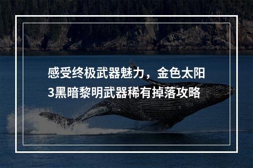 感受终极武器魅力，金色太阳3黑暗黎明武器稀有掉落攻略