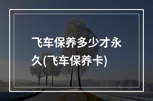 飞车保养多少才永久(飞车保养卡)