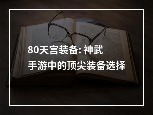 80天宫装备: 神武手游中的顶尖装备选择