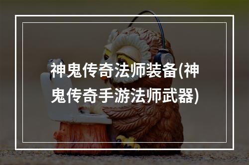 神鬼传奇法师装备(神鬼传奇手游法师武器)