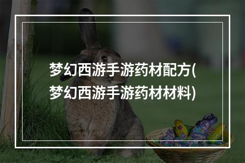 梦幻西游手游药材配方(梦幻西游手游药材材料)