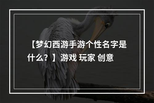 【梦幻西游手游个性名字是什么？】游戏 玩家 创意