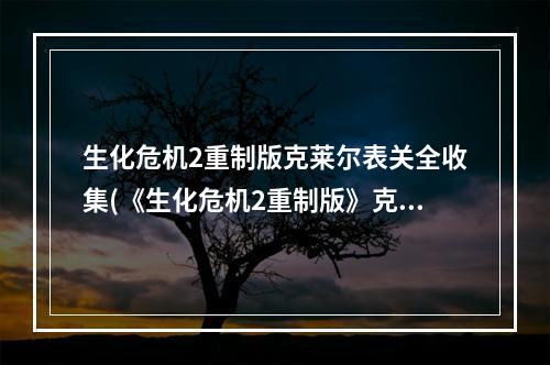 生化危机2重制版克莱尔表关全收集(《生化危机2重制版》克莱尔表关图文攻略 初入警局)