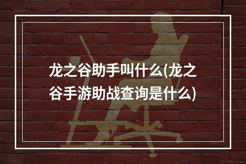 龙之谷助手叫什么(龙之谷手游助战查询是什么)