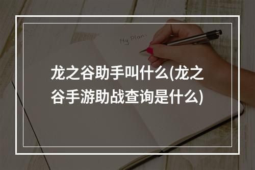 龙之谷助手叫什么(龙之谷手游助战查询是什么)