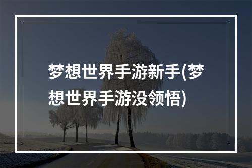 梦想世界手游新手(梦想世界手游没领悟)