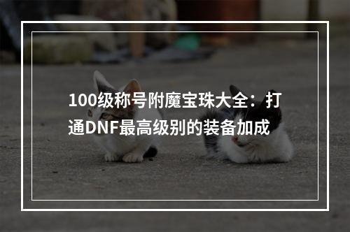 100级称号附魔宝珠大全：打通DNF最高级别的装备加成