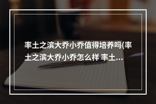 率土之滨大乔小乔值得培养吗(率土之滨大乔小乔怎么样 率土之滨大乔小乔好用吗)