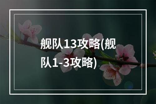 舰队13攻略(舰队1-3攻略)