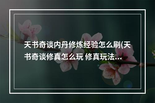 天书奇谈内丹修炼经验怎么刷(天书奇谈修真怎么玩 修真玩法技巧 天书奇谈手游 )