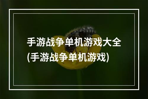 手游战争单机游戏大全(手游战争单机游戏)