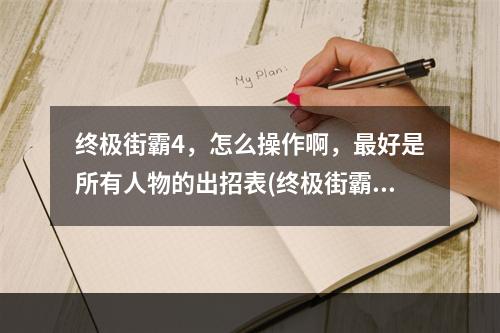 终极街霸4，怎么操作啊，最好是所有人物的出招表(终极街霸4)