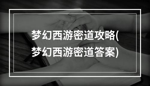 梦幻西游密道攻略(梦幻西游密道答案)