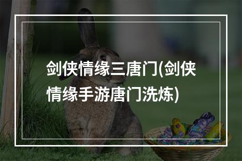 剑侠情缘三唐门(剑侠情缘手游唐门洗炼)